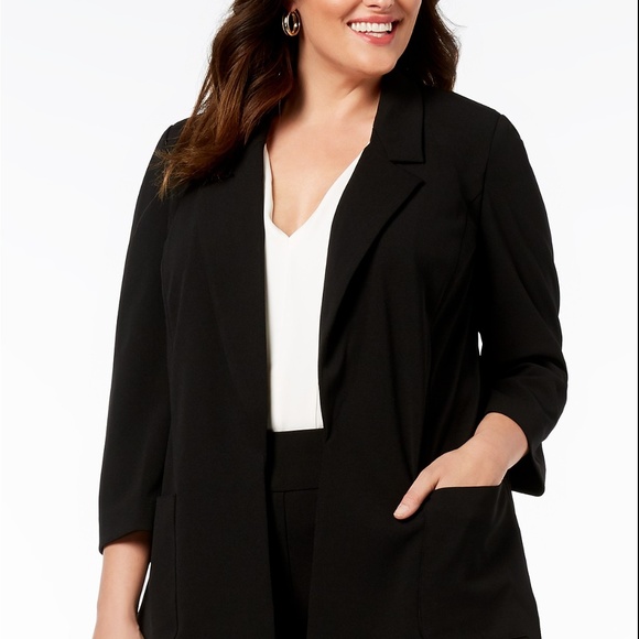 Nine West Notch-Collar Jacket Black Plus Size 3X - Picture 1 of 3